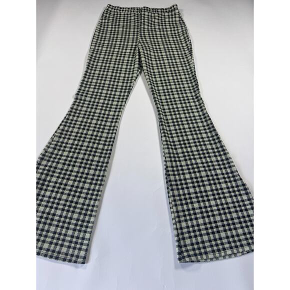 ASOS Green and Black Plaid Pants, Flare, Split sides Size 6 - Picture 1 of 5